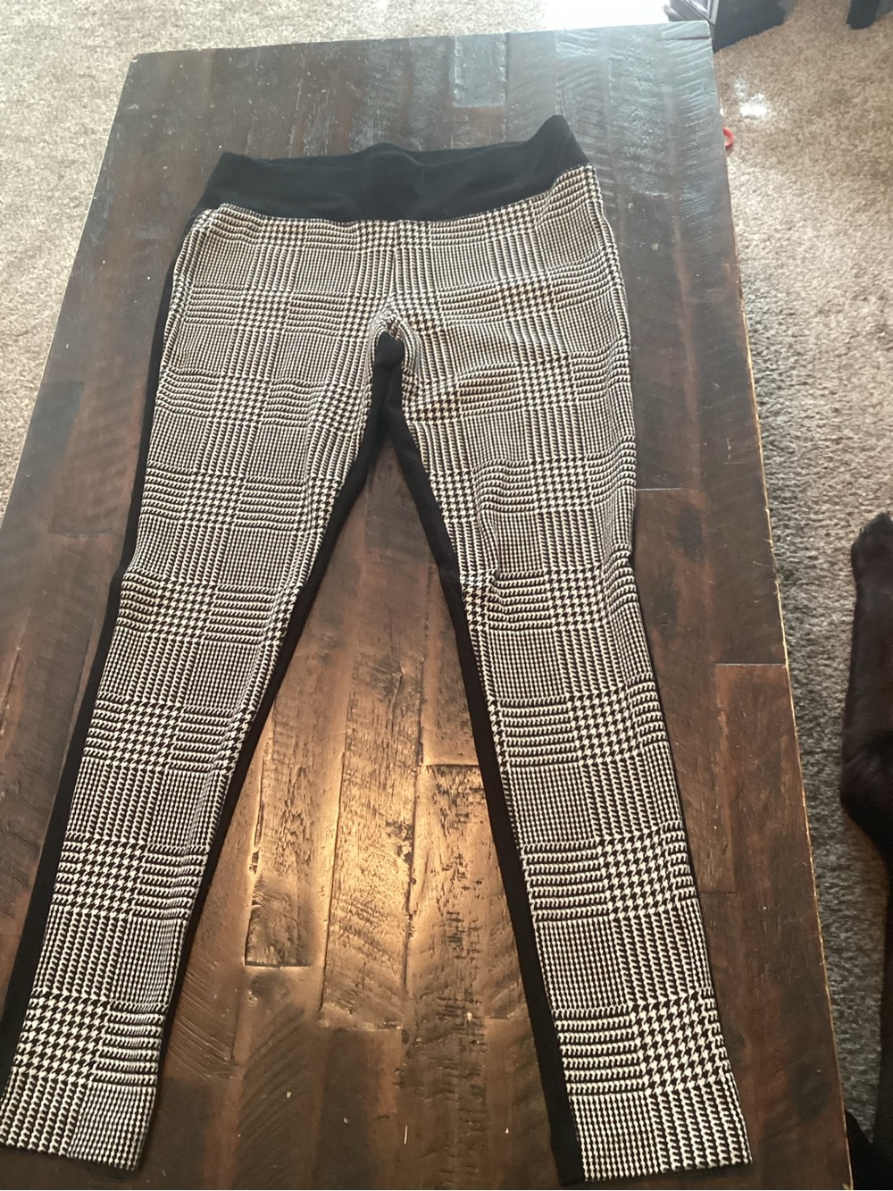 INC International Concepts Black and White Plaid Straight-Leg Ponte Pants